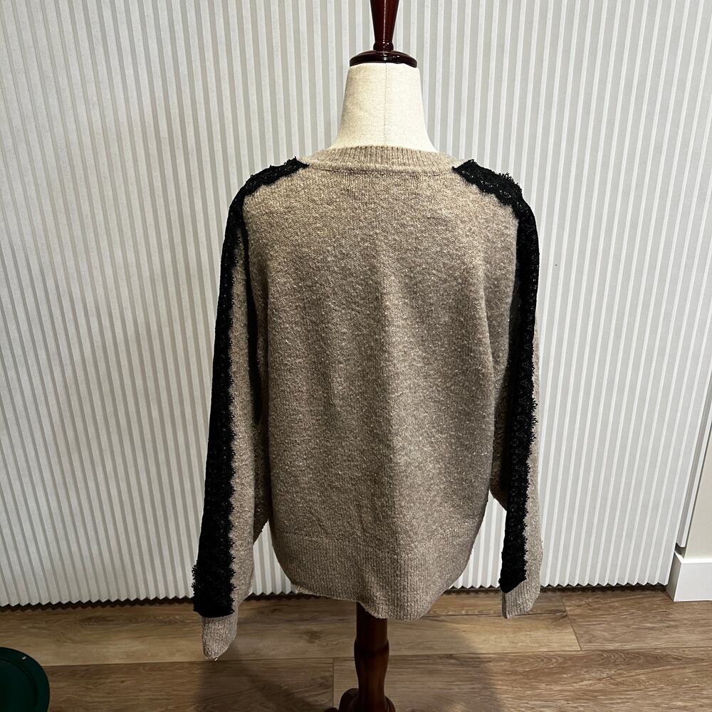 ZARA Women's Knit Sweater With Lace Detail Size S In Beige - Picture 3 of 7